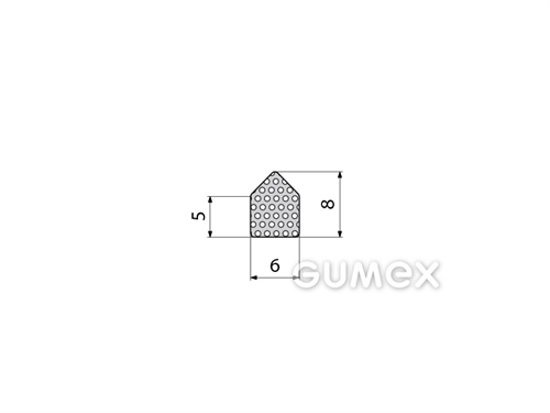 Mikroporézní profil tvarový, 8x6mm, hustota 500kg/m3, EPDM, -30°C/+80°C, černý